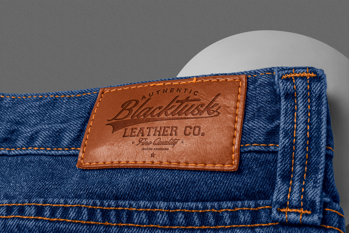 Jeans Leather Label Mockup, a Bottom Mockup by GfxFoundry (Photo 1 of 7)