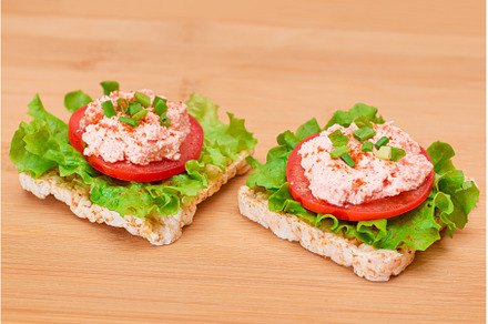 Rice Cake Sandwich with Tomato, a Food & Drink Photo by InfinitumProdux