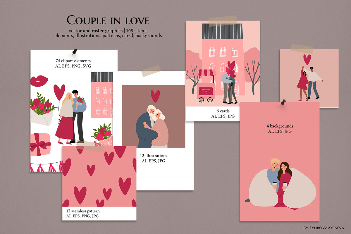 Couple in love clipart | ai png svg, a Person Illustration by LyubovZaytseva (Photo 2 of 19)