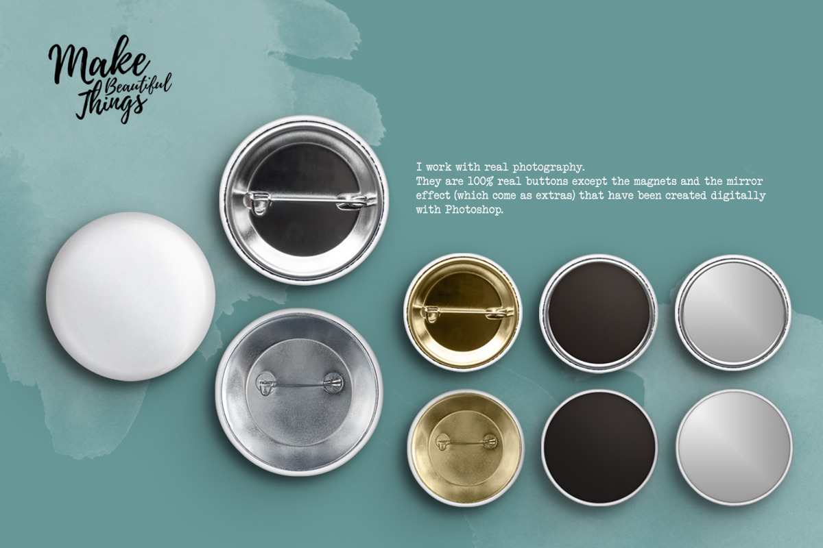 Isolated pin button mockup #1818, a Product Mockup by Make Beautiful Things (Photo 2 of 8)
