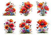 Spring meadow poppies clipart, an Illustration by SinaCreation (Thumbnail 3 of 11)