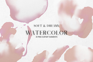 Pink and White Watercolour Clip Art