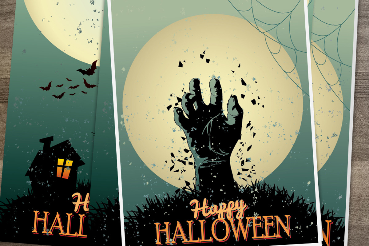Halloween Greeting Cards, a Card Template by meanicons (Photo 1 of 3)