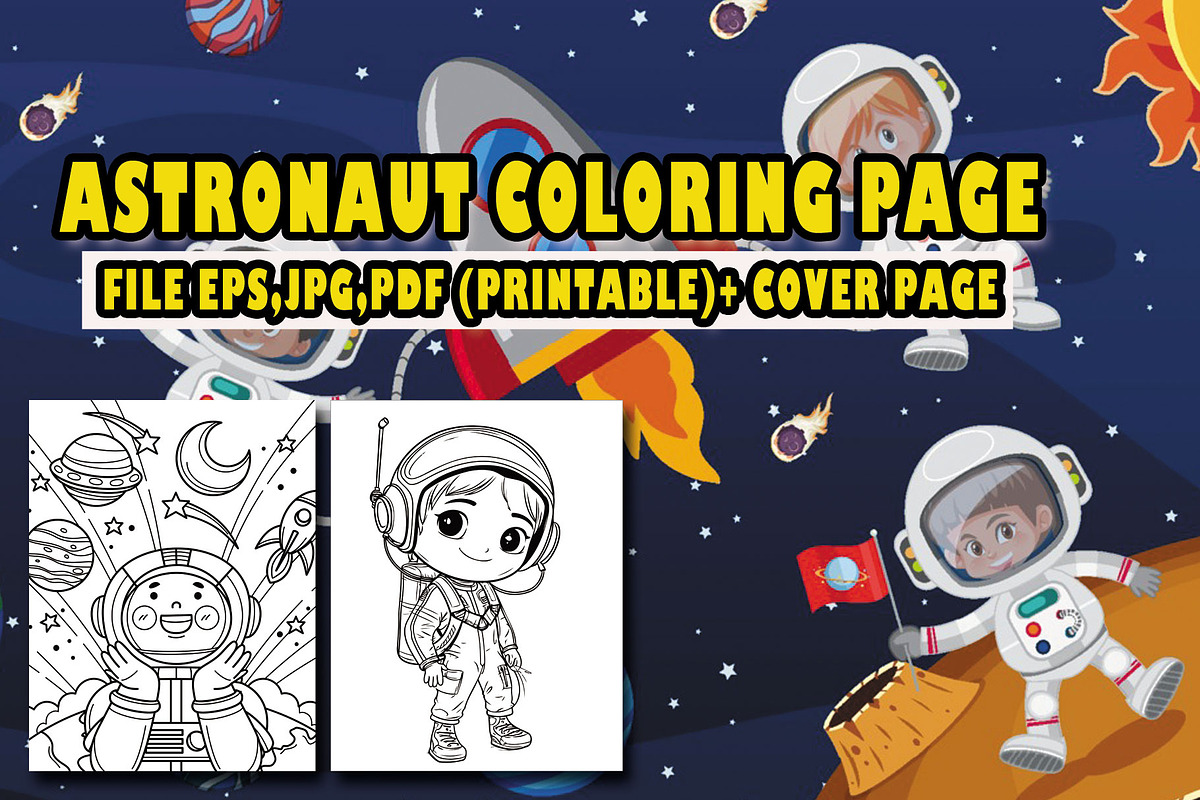 20 Astronaut Coloring Page, an Illustration by Eka Design (Photo 1 of 2)