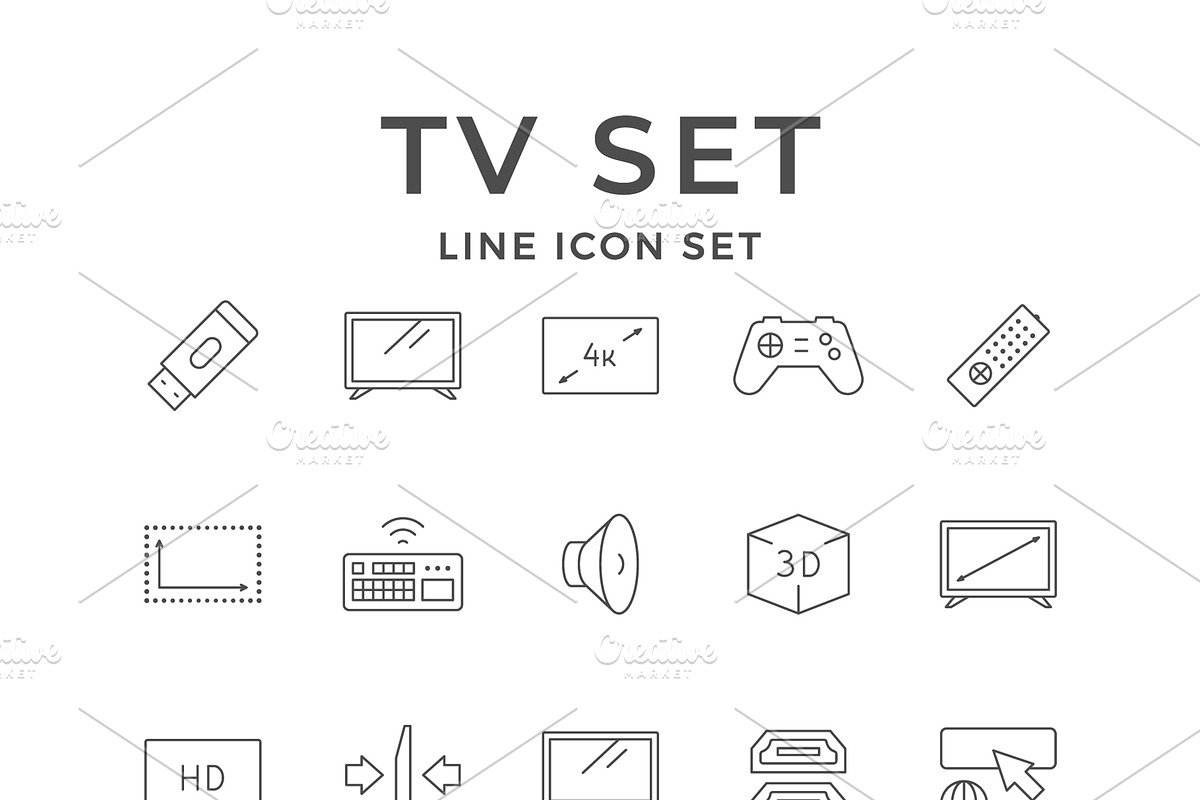 Set line icons of TV set, an Outline Icon by motorama (Photo 1 of 2)