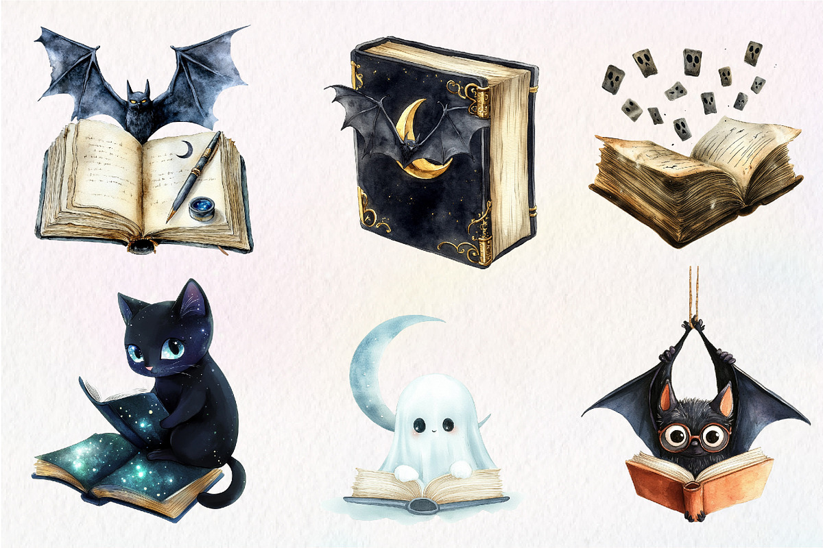 Halloween Reading Clipart, an Illustration by CreationArt (Photo 8 of 9)