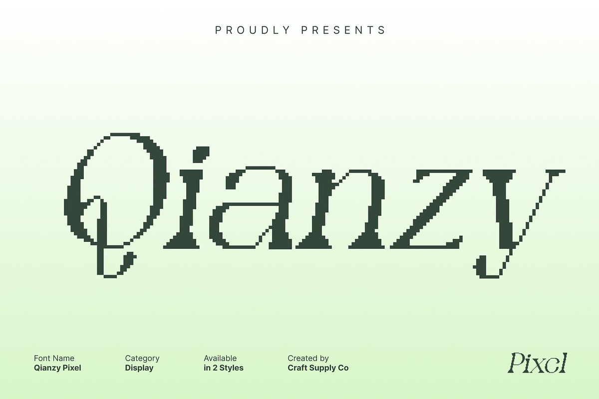 Qianzy Pixel, a Serif Font by Craft Supply Co. (Photo 1 of 8)