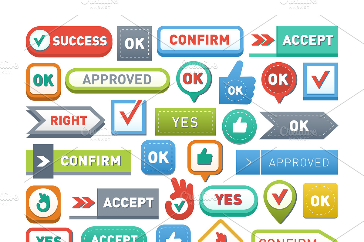 UI interface buttons ok vector set, a Technology Illustration by RocketArt