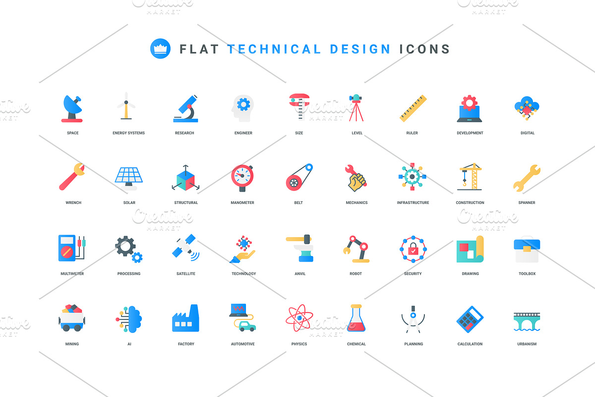 Engineering industrial icons, an Illustration by Lemberg Vector