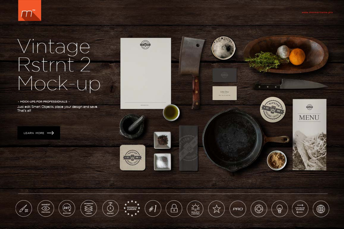 Vintage Restaurant 2 Mock-up, a Mockup by Mocca Mockups Store (Photo 1 of 4)