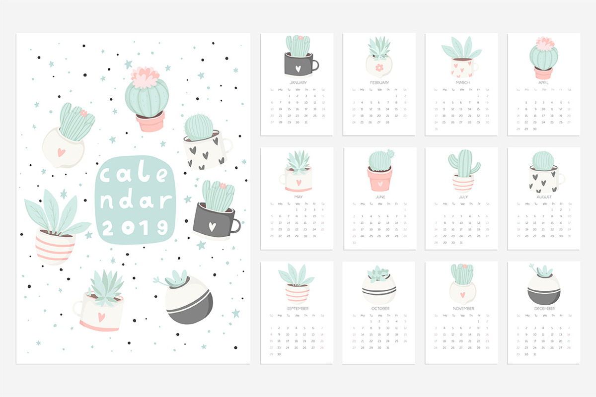 Cacti calendar 2019, an Illustration by Artnis (Photo 2 of 4)