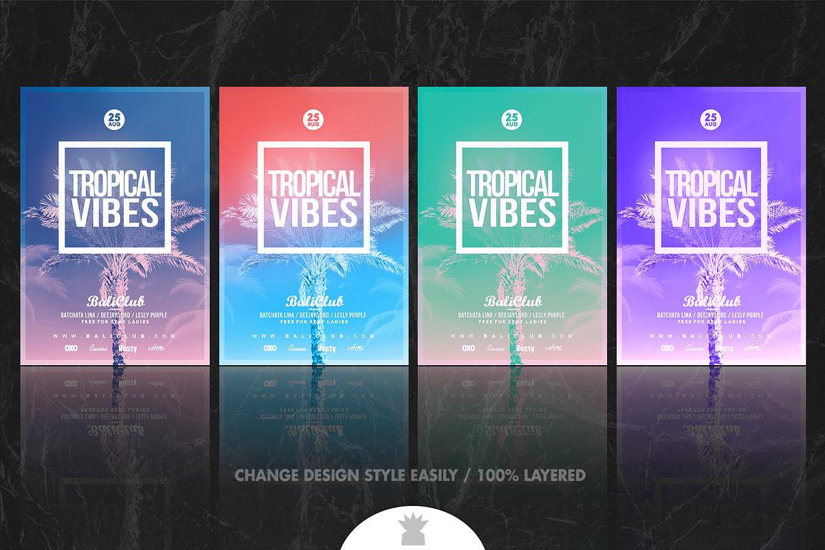 TROPICAL VIBES Flyer Template, a Flyer Template by OVNI-TEMPLATES (Photo 3 of 4)