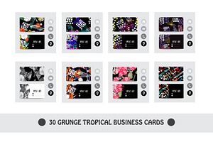 30 Grunge Tropical Business Cards