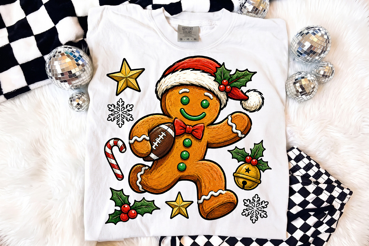 Gingerbread Football Christmas PNG, an Object Illustration by Libby Wishes (Photo 4 of 4)