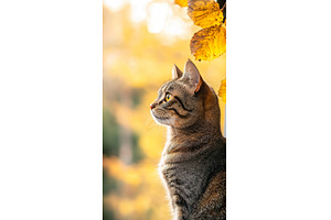 Brown tabby cat sitting by window, an Animal Photo by Lermont51