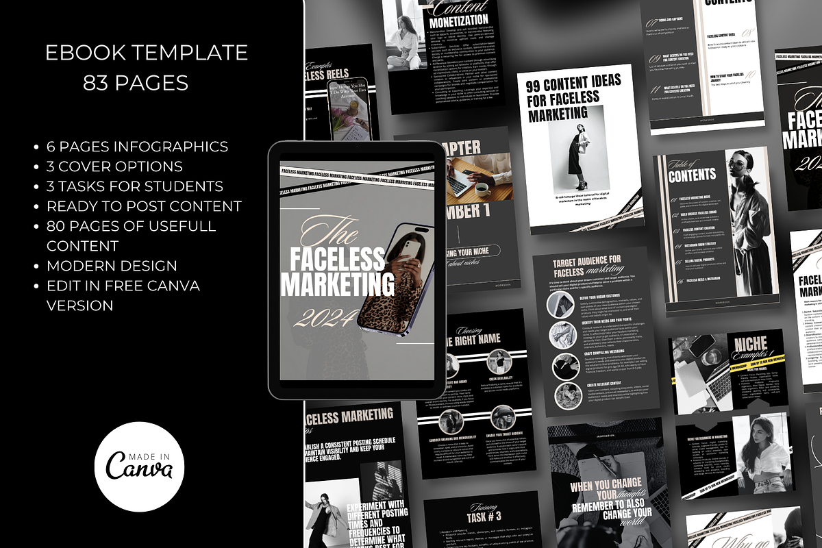 faceless marketing canva ebook black, a Marketing Template by Design Pro Templates (Photo 7 of 13)