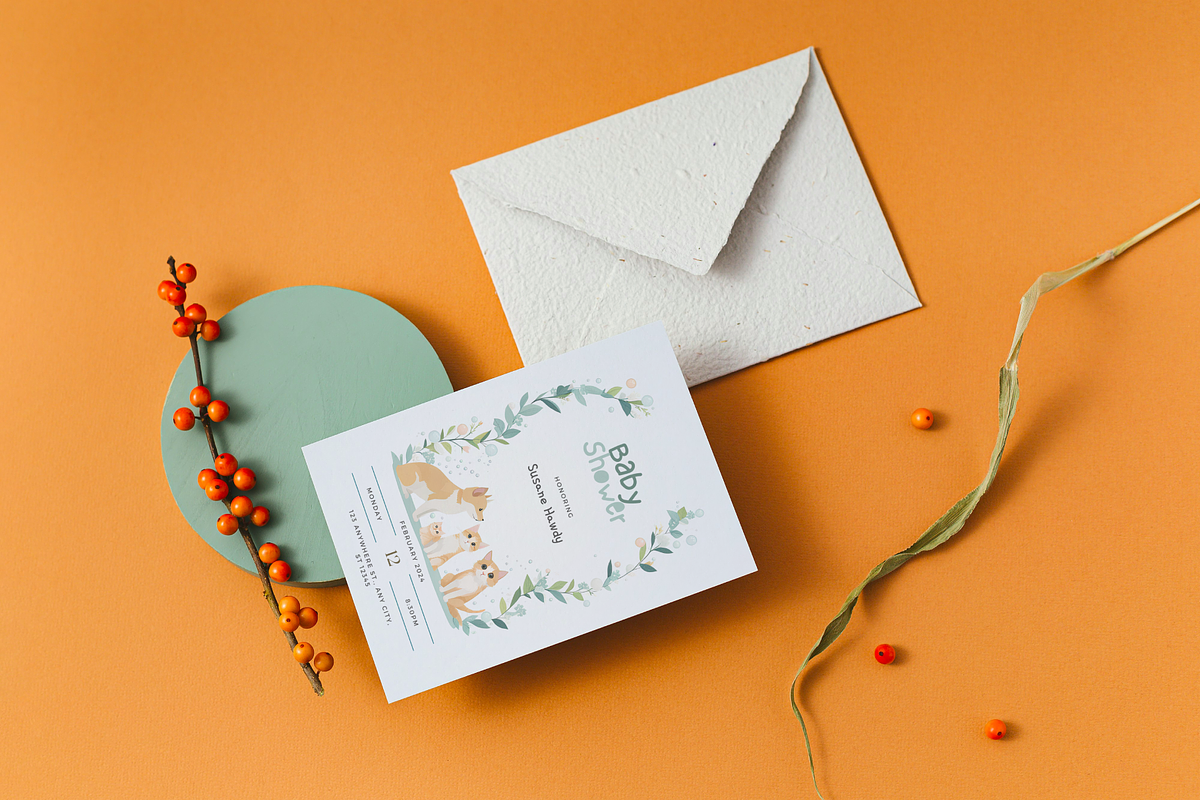 2 Canva Baby Shower Invitation, a Card Template by The Dark Matter Art (Photo 5 of 7)