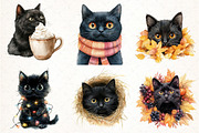 Funny Autumn Black Cat Clipart, an Illustration by Pixels.Craft (Thumbnail 3 of 7)