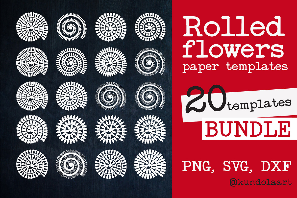 Rolled Flower paper template SVG., a Shape Add-On by KundolaArt (Photo 1 of 6)