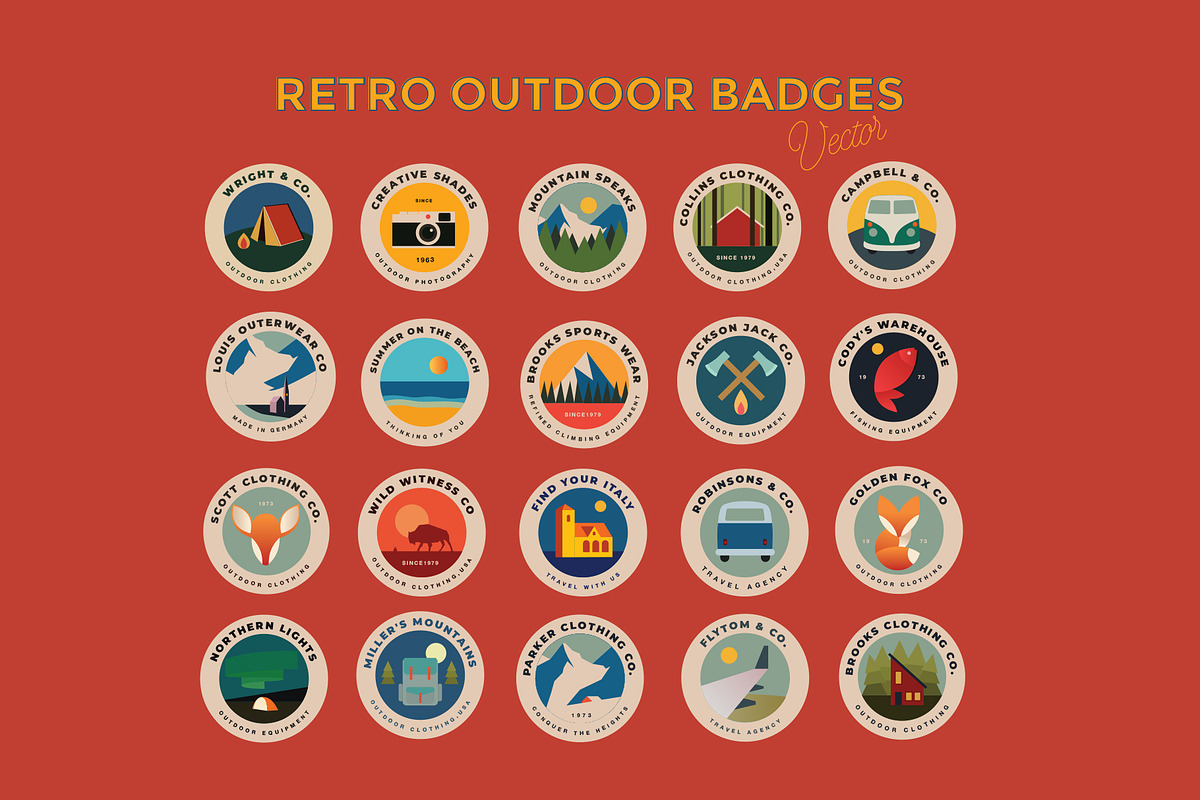 20 Outdoor Badges, a Branding & Logo Template by Liviu (Photo 1 of 4)