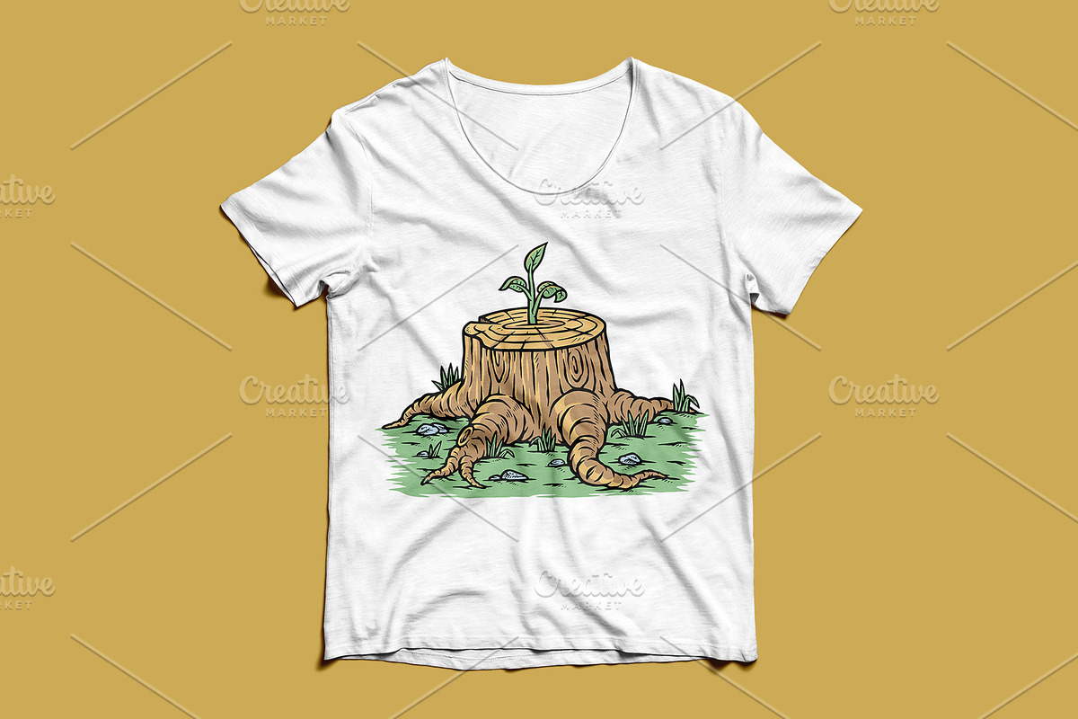 Plant growing out of a tree stump, an Illustration by gunaonedesign (Photo 3 of 4)