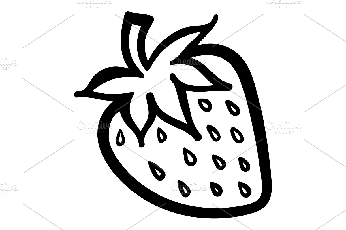 Strawberry berry sketch vector art, a Food Illustration by Art By Silmairel