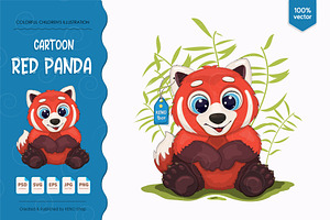 Big cartoon red panda. Tshirt, PNG., an Animal Illustration by KENO Mascots