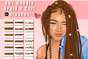 Braid and Curl Brushes for Procreate, a Brush Add-On by NaomiArts (Thumbnail 1 of 7)