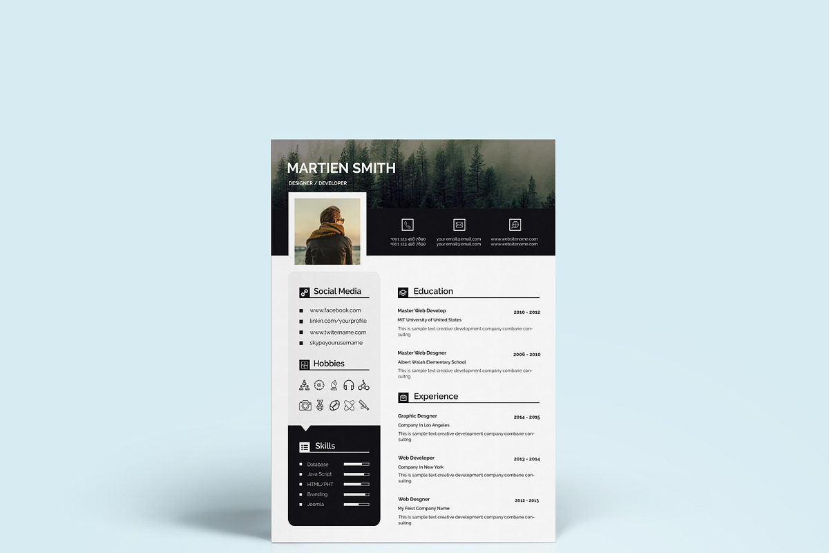 Modern Resume CV Template Design, a Resume Template by Blackcloud_Creations (Photo 5 of 8)