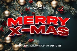 Merry X-Mas Red Bold Text Effect PSD, a Layer Style Add-On by Design Fly