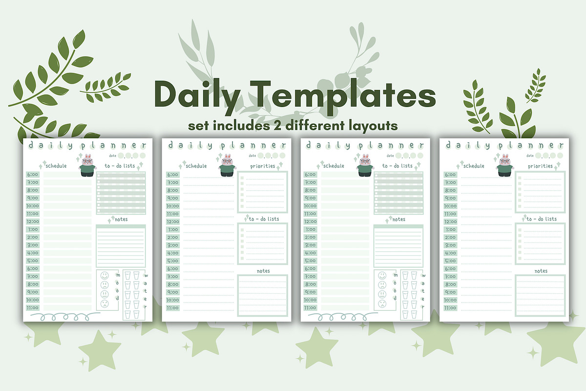 Daily Planner Templates, a Stationery Template by Journal w Sushii (Photo 1 of 3)