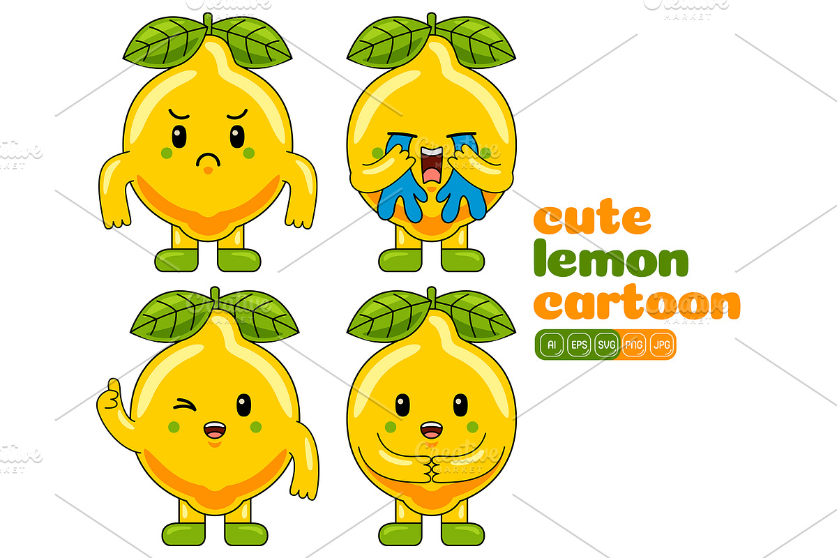 Lemon Mascot Vector Pack, an Illustration by MEDZ (Photo 4 of 5)