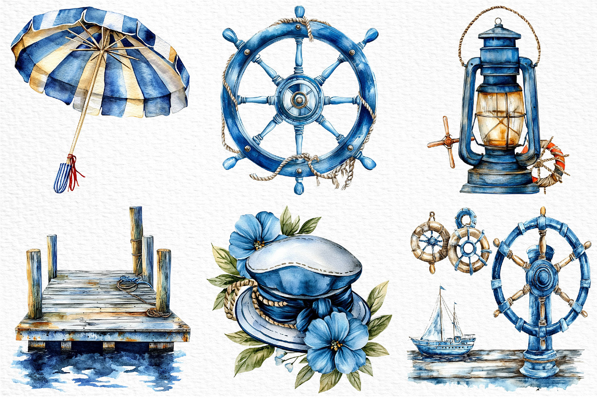 Watercolor Nautical clipart, an Illustration by Craft Nest (Photo 6 of 6)