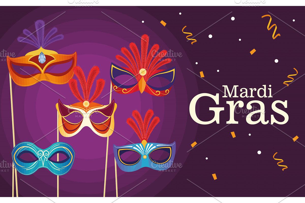 mardi gras postcard, an Object Illustration by studiogstock