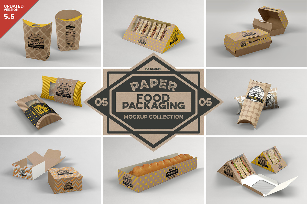 VOL.5: Food Box Packaging Mockups, a Packaging Mockup by INCDesign (Photo 1 of 21)