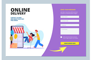Online shopping. landing page with, a Technology Illustration by Onyx