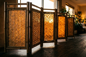 Bamboo Room Divider, Golden Light, a Business Photo by thepslr