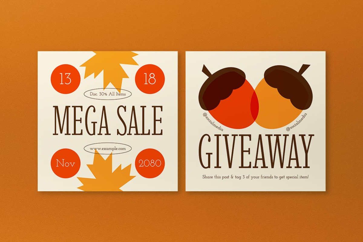 Orange Hand Drawn Autumn Sale Banner, an UI Kit Template by graphicook (Photo 5 of 5)