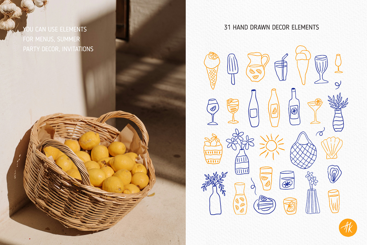 Lemon Summer Hand Drawn Collection, an Object Graphic by Alena Koval (Photo 4 of 18)