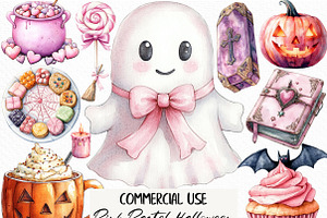 Pink Pastel Halloween Clipart, an Illustration by Craft Nest