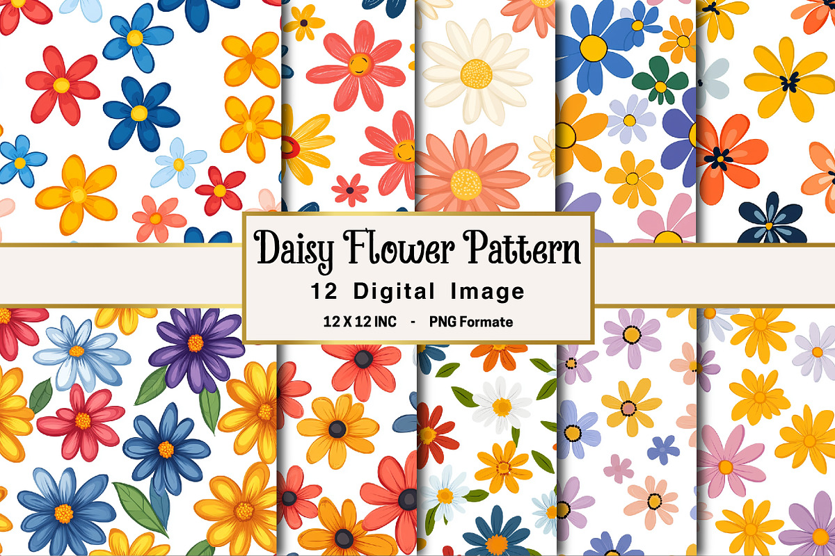 Daisy Flower Seamless Pattern, an Illustration by OK Design (Photo 1 of 4)
