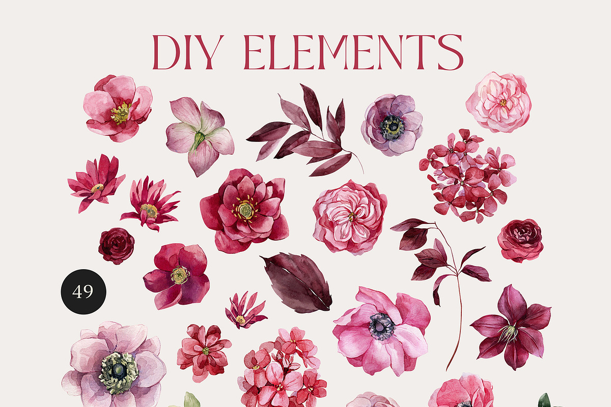 Viva MAGENTA floral collection, an Illustration by AleksaArt (Photo 9 of 15)