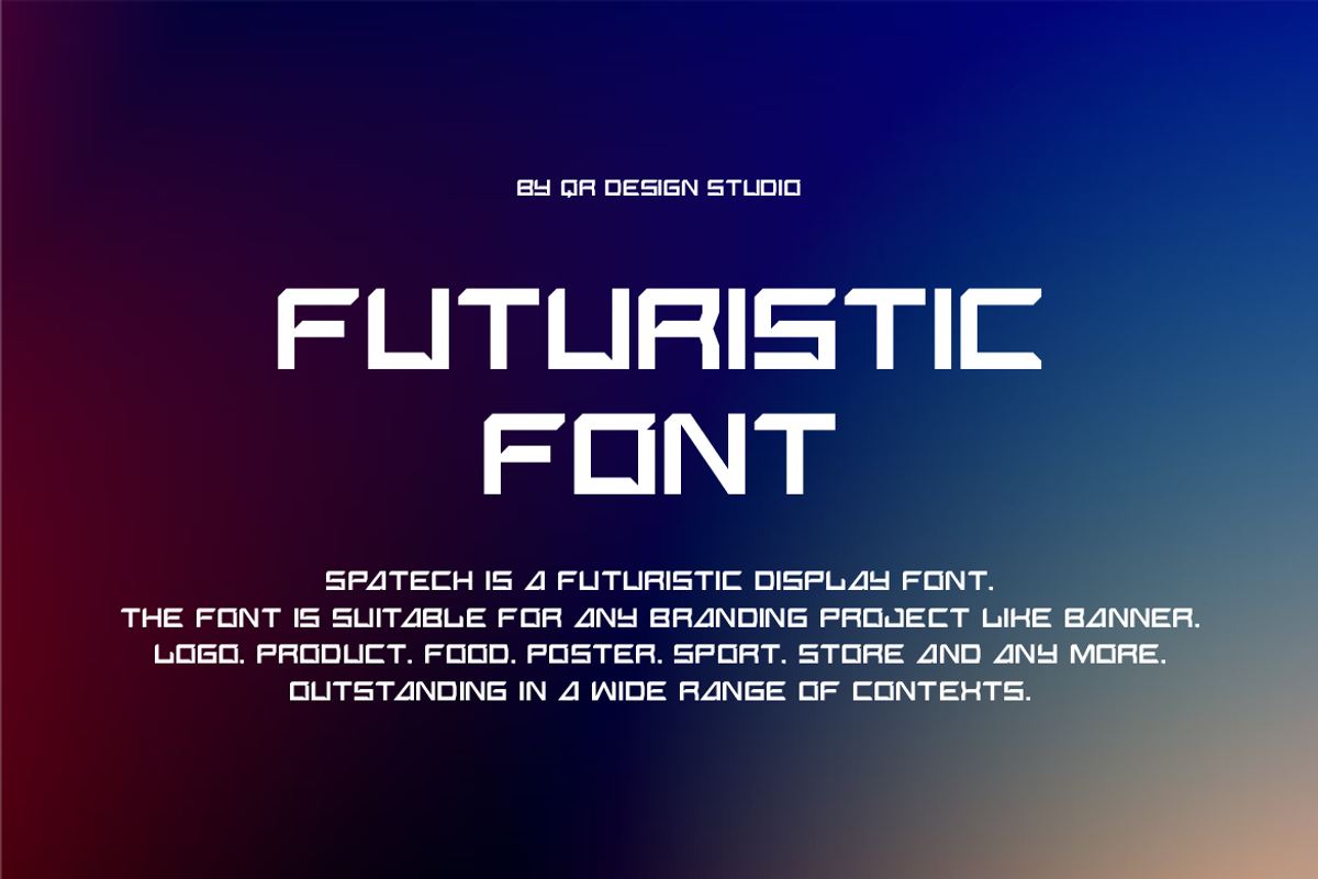 Spatech - Futuristic & Digital Font, a Sans Serif Font by QR Design Studio (Photo 3 of 7)