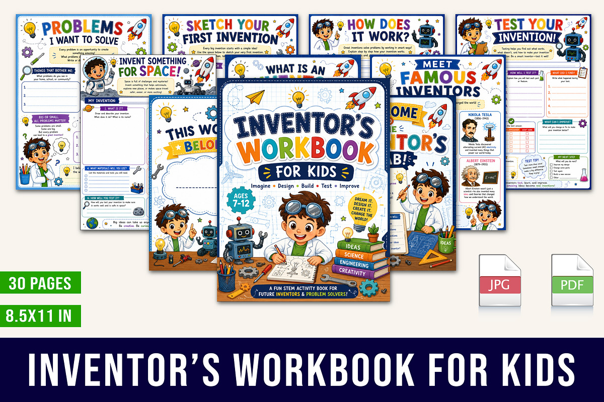 Inventor Workbook for Kids, a Stationery Template by Designmela01 (Photo 1 of 5)