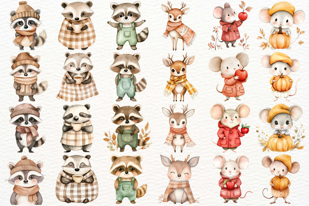 Fall Woodland Clipart Autumn Animals, an Animal Illustration by SugarCloudStudioArt (Photo 3 of 6)