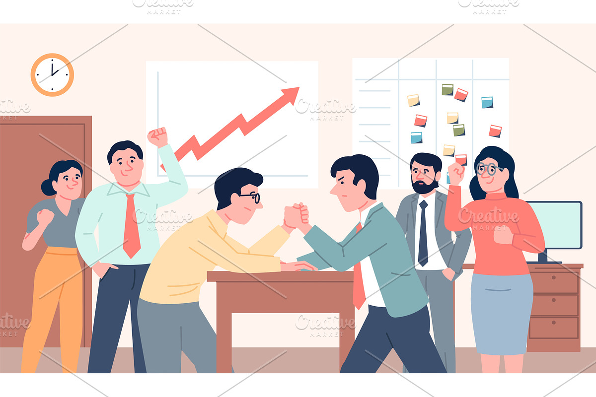 Business arm wrestling. Competition, a Person Illustration by LadadikArt