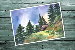 Watercolor Sketches. Mountains