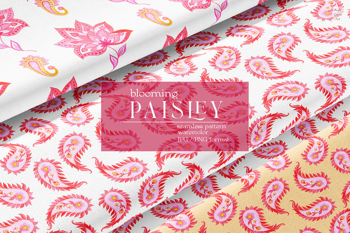 Blooming paisley seamless pattern, a Pattern Graphic by AnaGuziiArt (Photo 9 of 11)