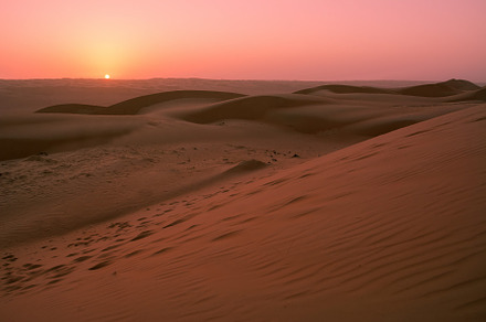 Dunes of the wahiba sand desert at d containing desert, sunrise, and sand, a Nature Photo by Angelo D'Amico Photograph