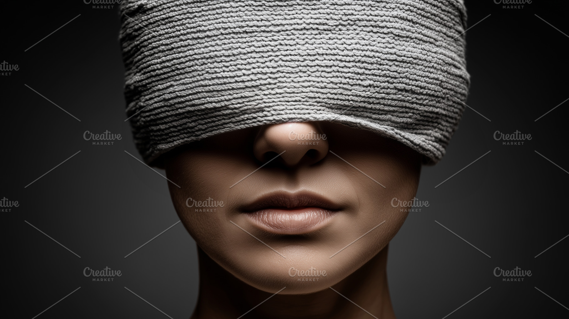 Blindfolded woman with fabric cover, a Person Photo by MistyDay